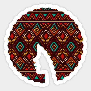 Afro Hair Woman with African Pattern, Black History Sticker